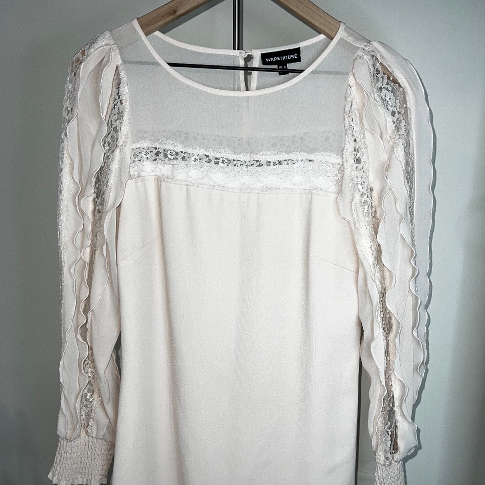 Warehouse Vintage Style Ruffles and Lace Chiffon Dress
